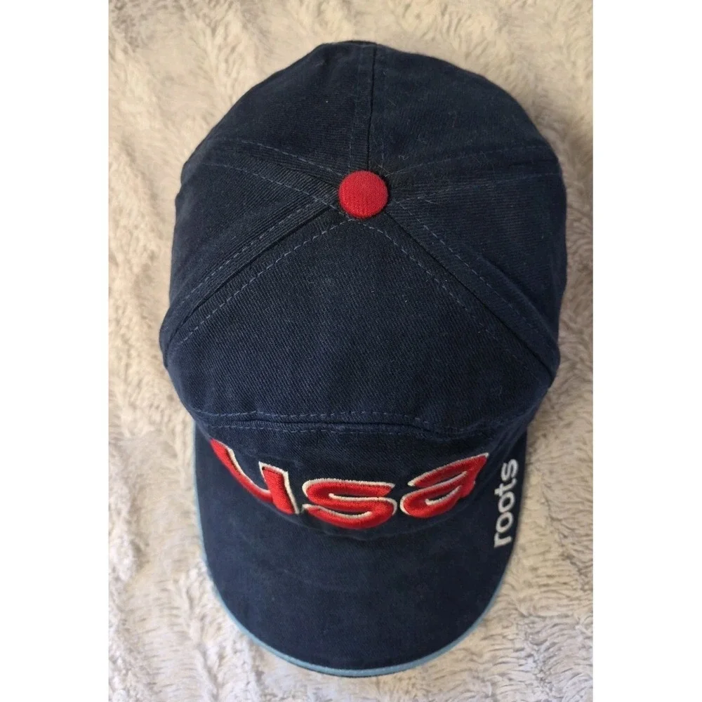Vintage 2002 Olympics Winter USA by Roots Blue/Red Hat Cap Adjustable Strapback